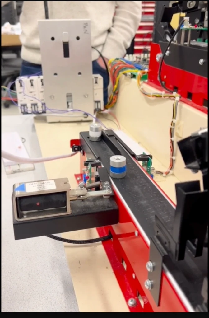 Industrial sensors and parts on the conveyor